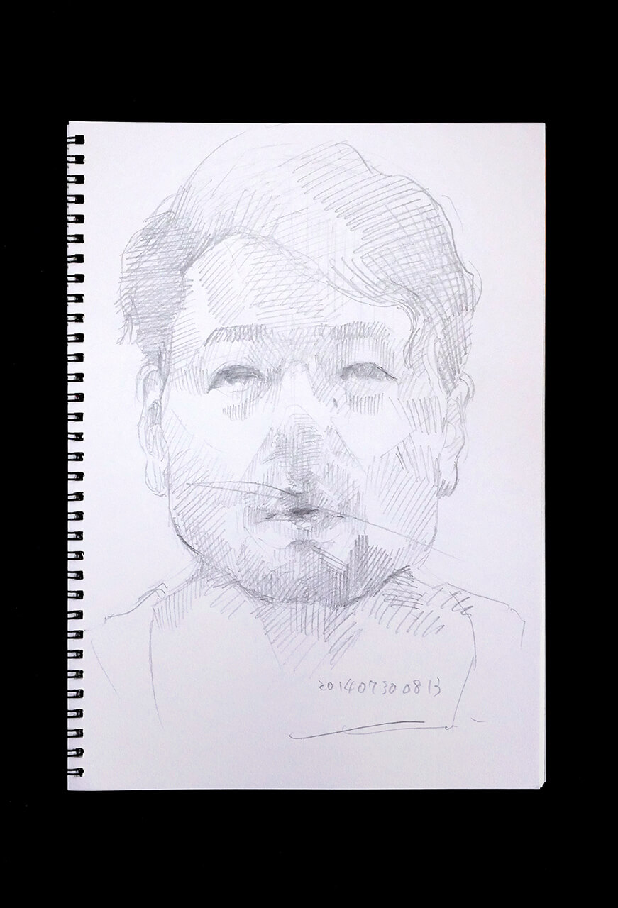 Contemporary artist SHINTAKU Tomoni's 2014/7/30 Self-portrait or pencil drawing