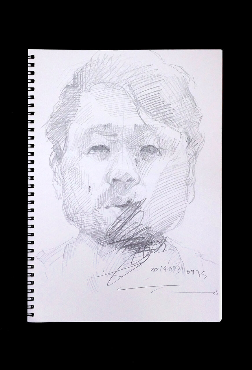Contemporary artist SHINTAKU Tomoni's 2014/7/31 Self-portrait or pencil drawing