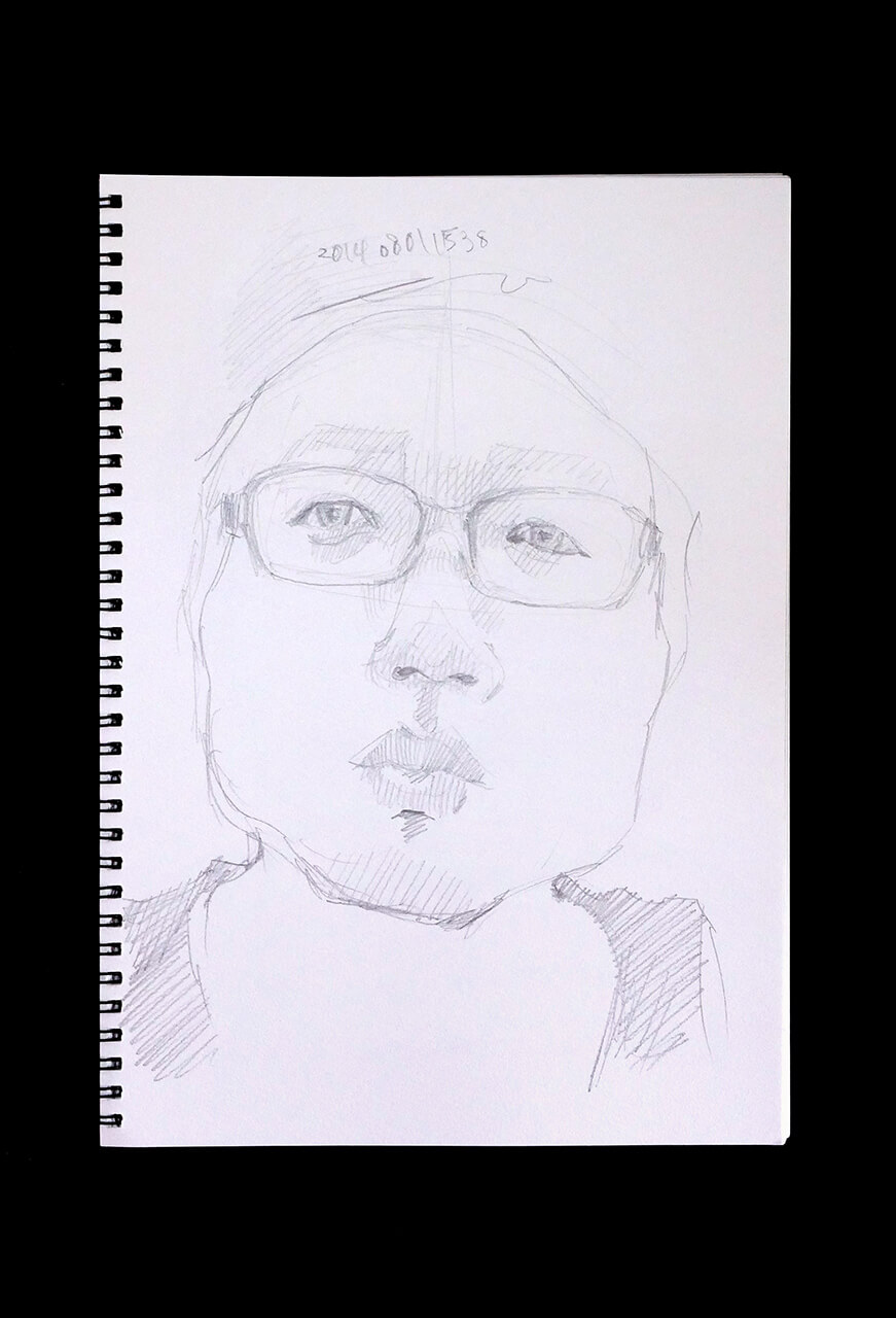 Contemporary artist SHINTAKU Tomoni's 2014/8/1 Self-portrait or pencil drawing
