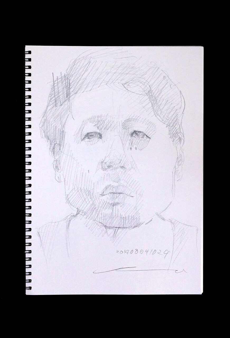 Contemporary artist SHINTAKU Tomoni's 2014/8/4 Self-portrait or pencil drawing