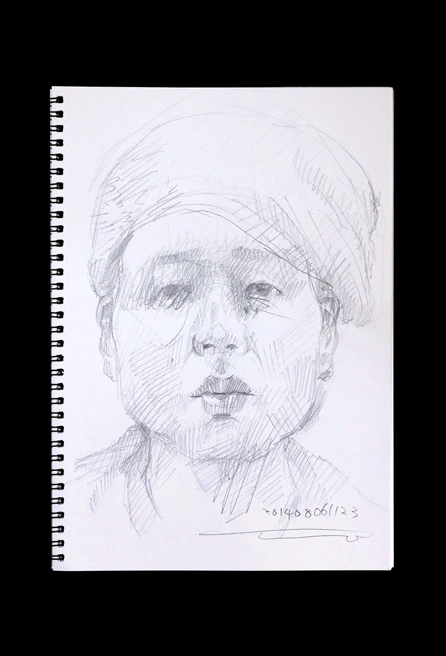 Contemporary artist SHINTAKU Tomoni's 2014/8/6 Self-portrait or pencil drawing
