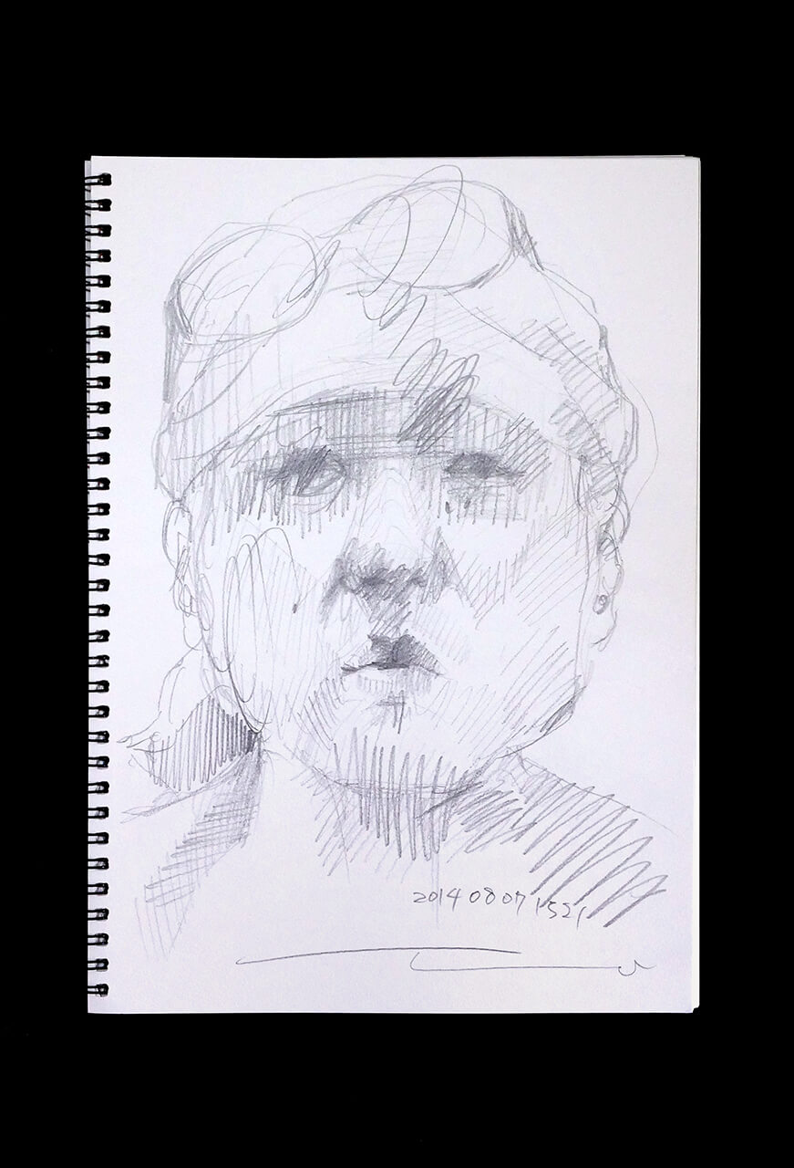 Contemporary artist SHINTAKU Tomoni's 2014/8/7 Self-portrait or pencil drawing