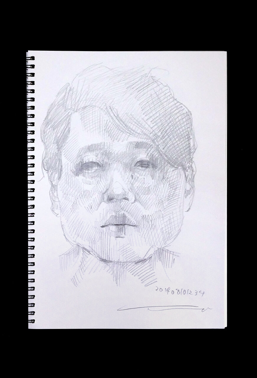 Contemporary artist SHINTAKU Tomoni's 2014/8/10 Self-portrait or pencil drawing