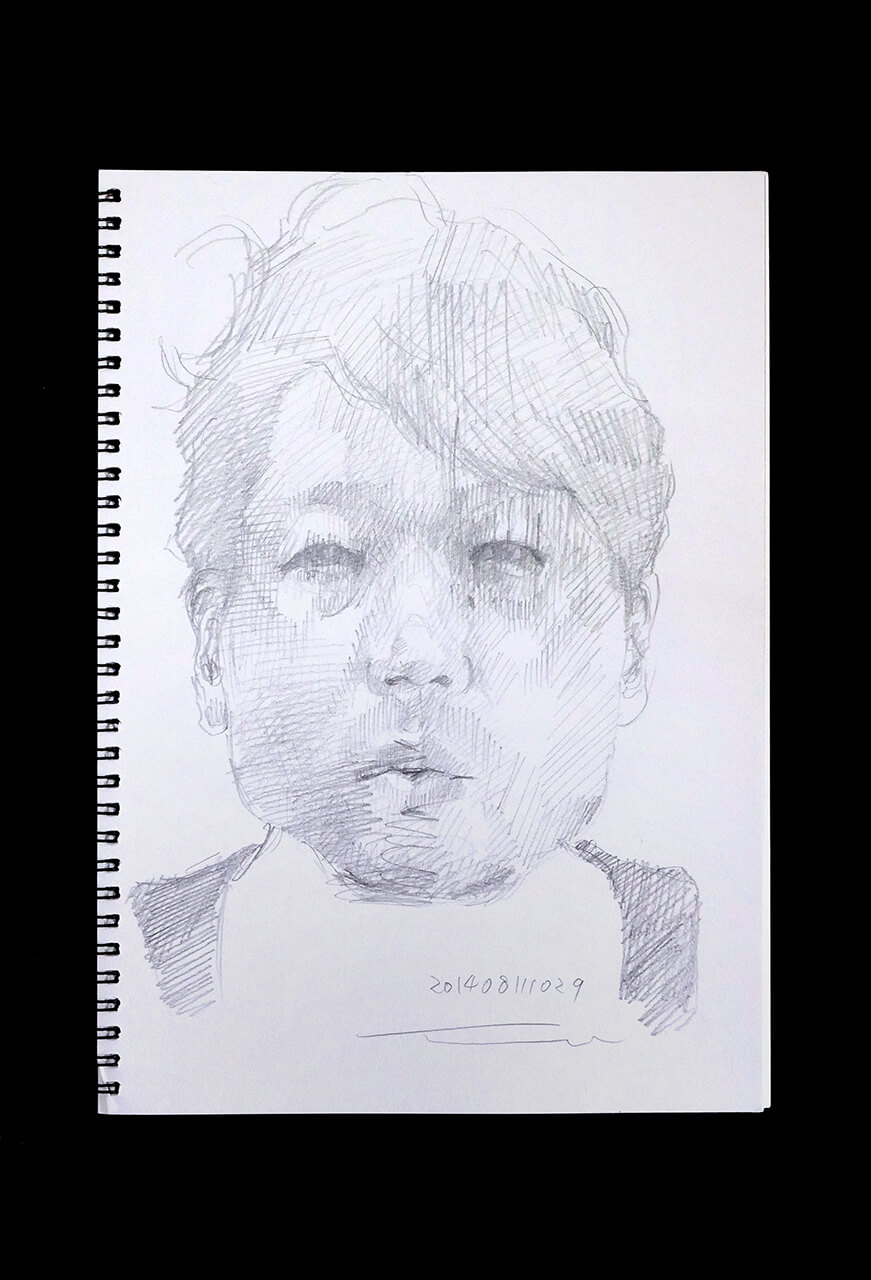 Contemporary artist SHINTAKU Tomoni's 2014/8/11 Self-portrait or pencil drawing