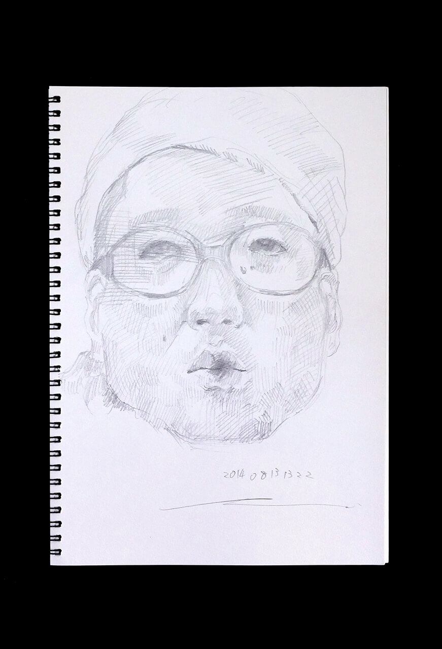 Contemporary artist SHINTAKU Tomoni's 2014/8/13 Self-portrait or pencil drawing