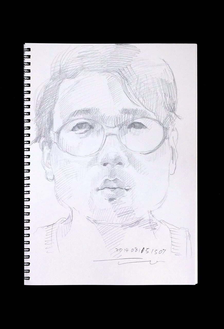 Contemporary artist SHINTAKU Tomoni's 2014/8/15 Self-portrait or pencil drawing