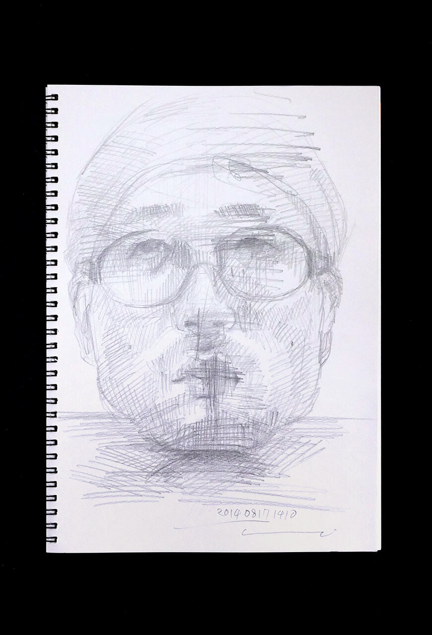 Contemporary artist SHINTAKU Tomoni's 2014/8/17 Self-portrait or pencil drawing