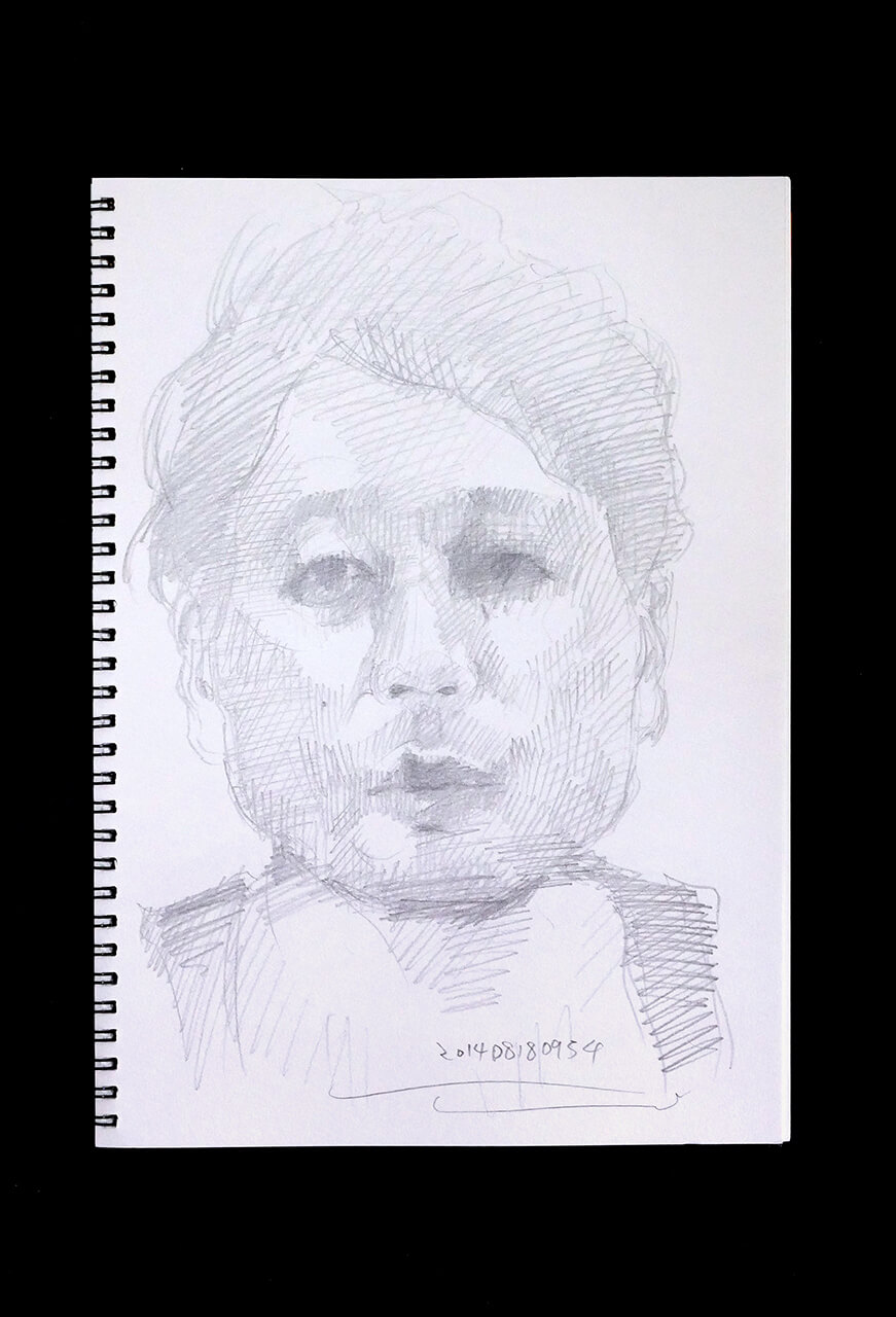 Contemporary artist SHINTAKU Tomoni's 2014/8/18 Self-portrait or pencil drawing