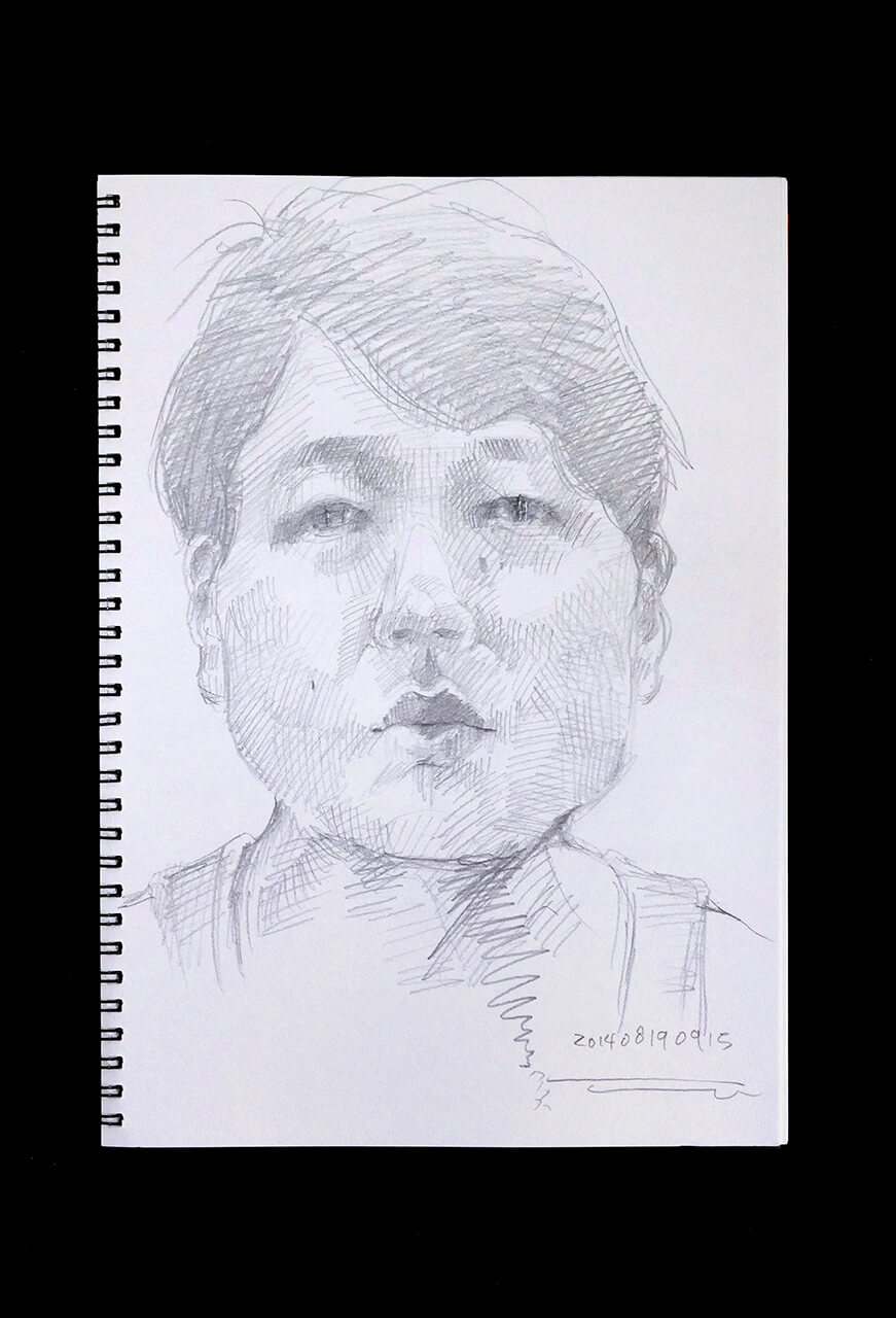 Contemporary artist SHINTAKU Tomoni's 2014/8/19 Self-portrait or pencil drawing