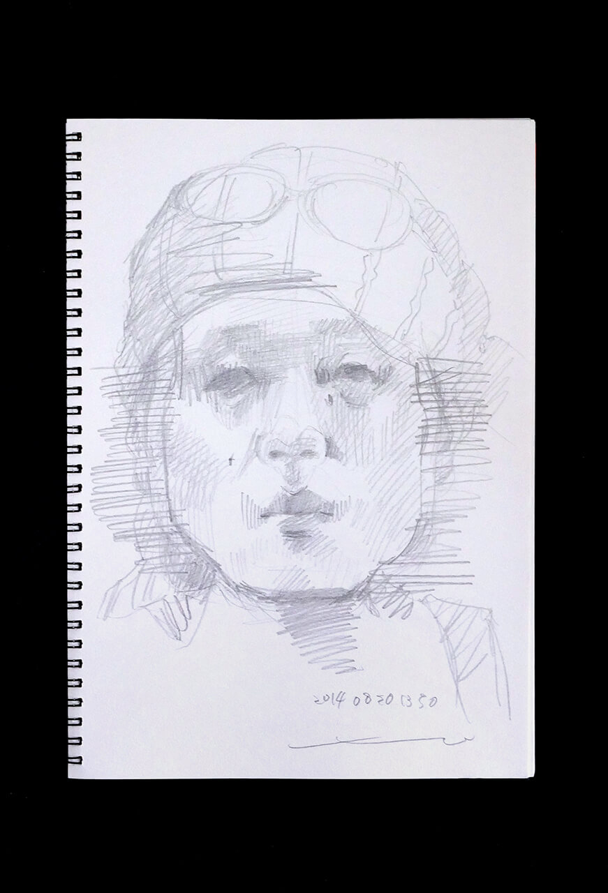 Contemporary artist SHINTAKU Tomoni's 2014/8/20 Self-portrait or pencil drawing