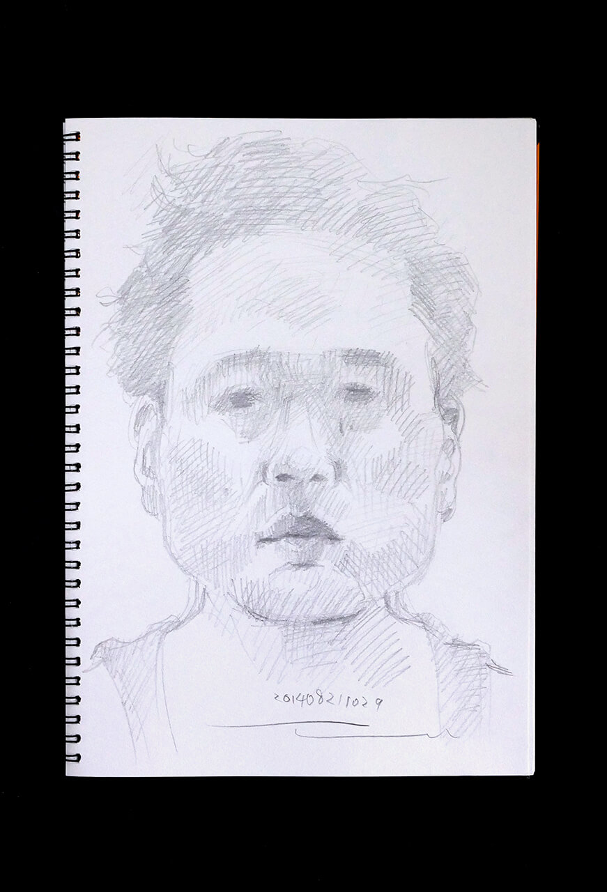 Contemporary artist SHINTAKU Tomoni's 2014/8/21 Self-portrait or pencil drawing