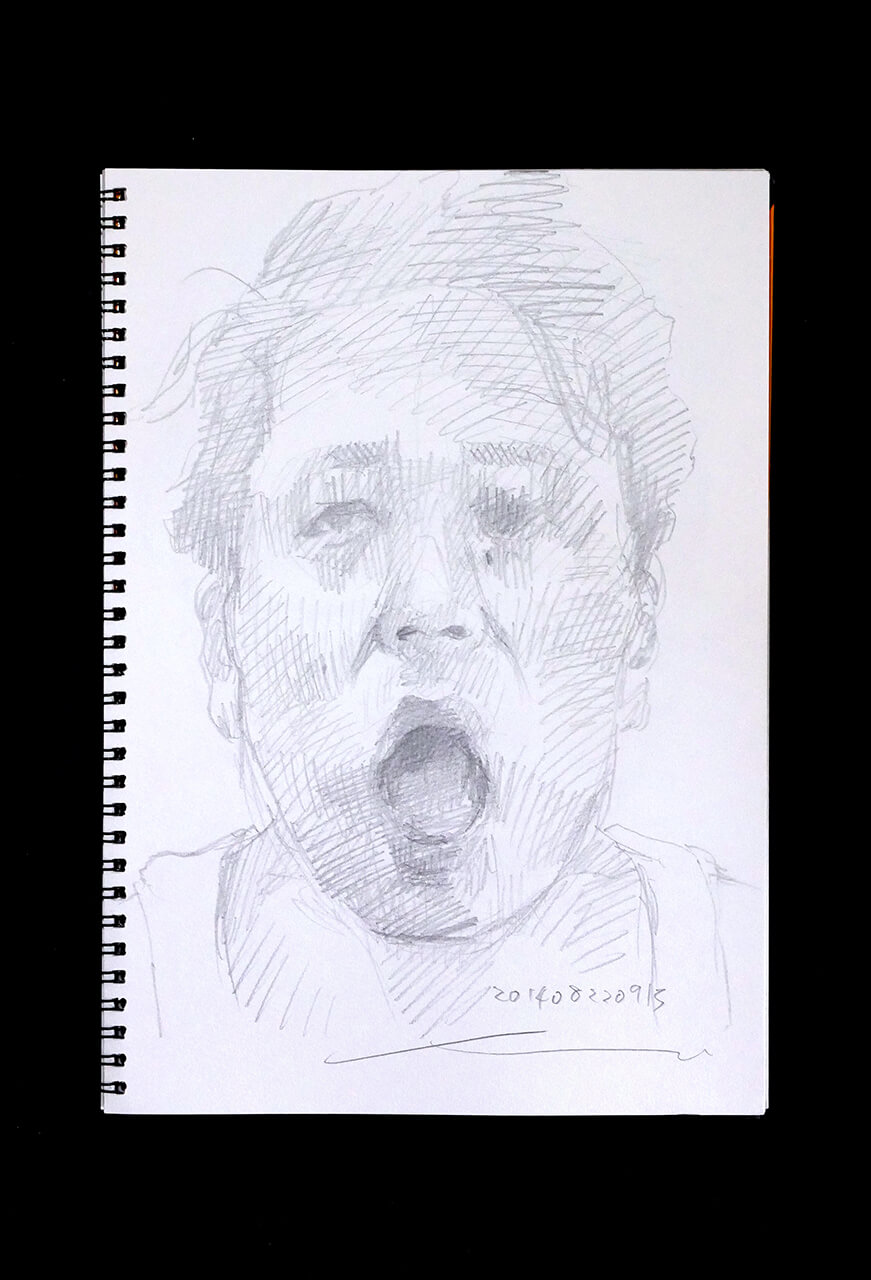 Contemporary artist SHINTAKU Tomoni's 2014/8/22 Self-portrait or pencil drawing