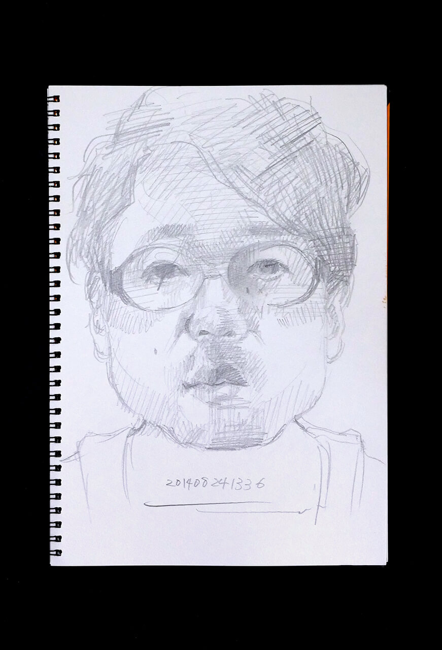 Contemporary artist SHINTAKU Tomoni's 2014/8/24 Self-portrait or pencil drawing