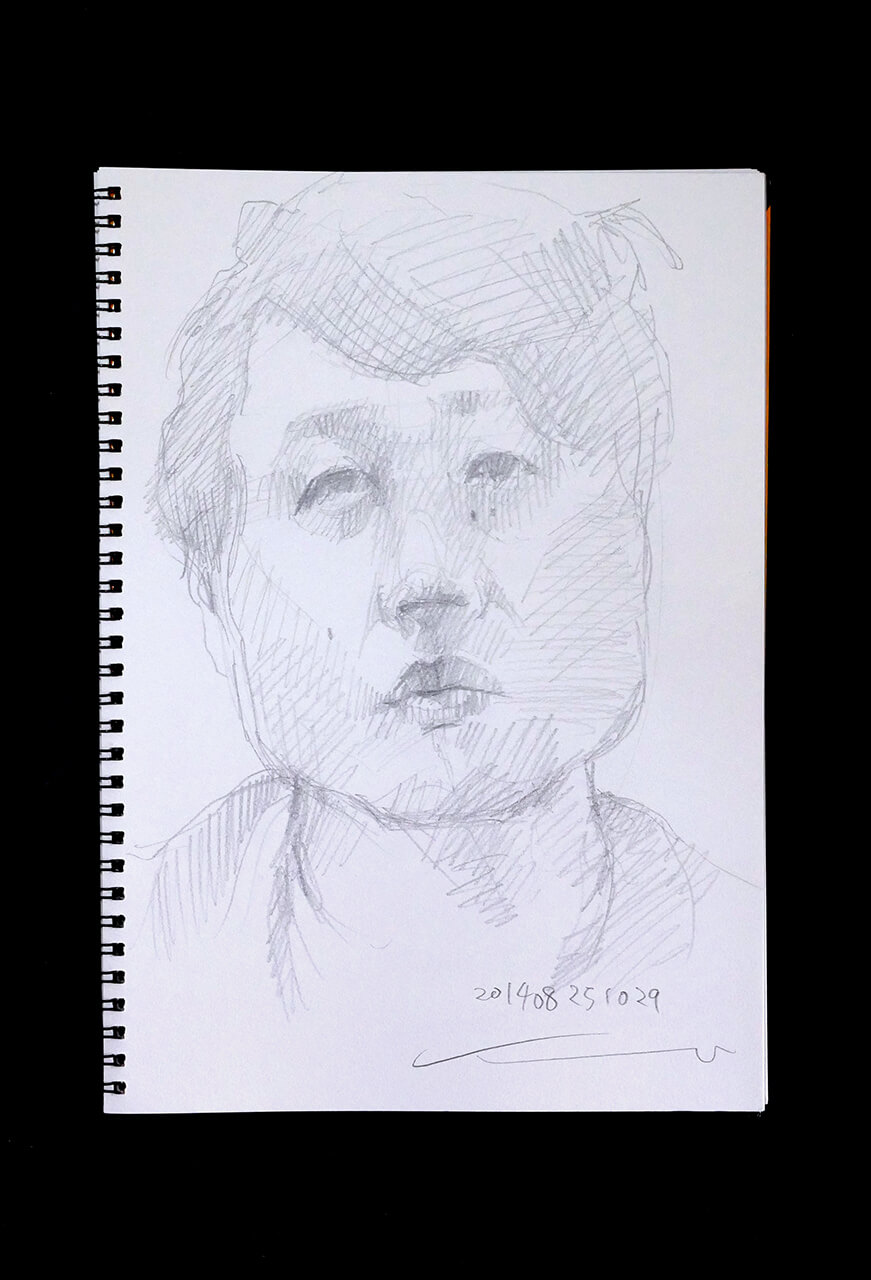 Contemporary artist SHINTAKU Tomoni's 2014/8/25 Self-portrait or pencil drawing