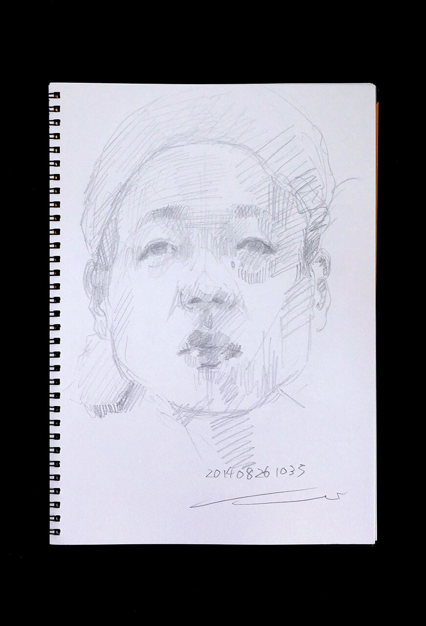 Contemporary artist SHINTAKU Tomoni's 2014/8/26 Self-portrait or pencil drawing