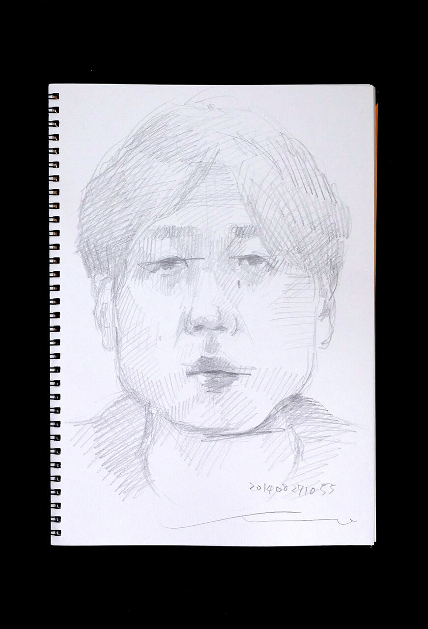 Contemporary artist SHINTAKU Tomoni's 2014/8/27 Self-portrait or pencil drawing