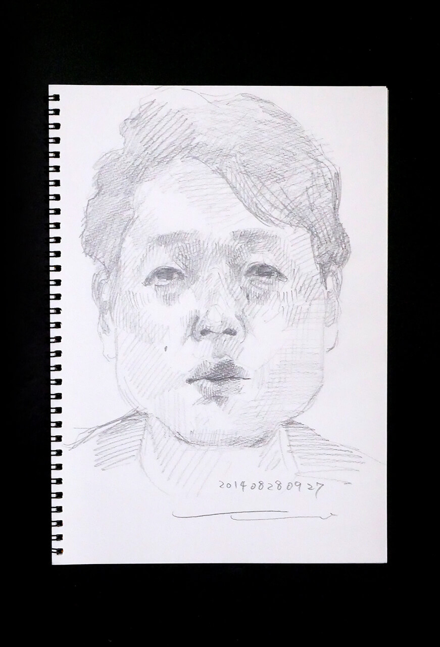 Contemporary artist SHINTAKU Tomoni's 2014/8/28 Self-portrait or pencil drawing