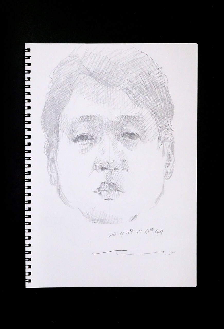 Contemporary artist SHINTAKU Tomoni's 2014/8/29 Self-portrait or pencil drawing