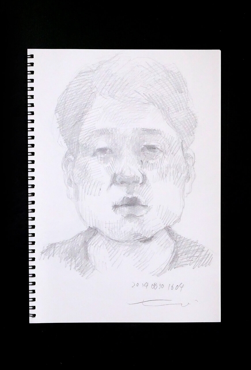 Contemporary artist SHINTAKU Tomoni's 2014/8/30 Self-portrait or pencil drawing