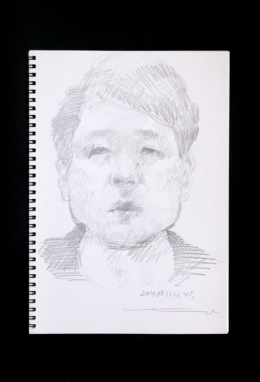 Contemporary artist SHINTAKU Tomoni's 2014/8/31 Self-portrait or pencil drawing