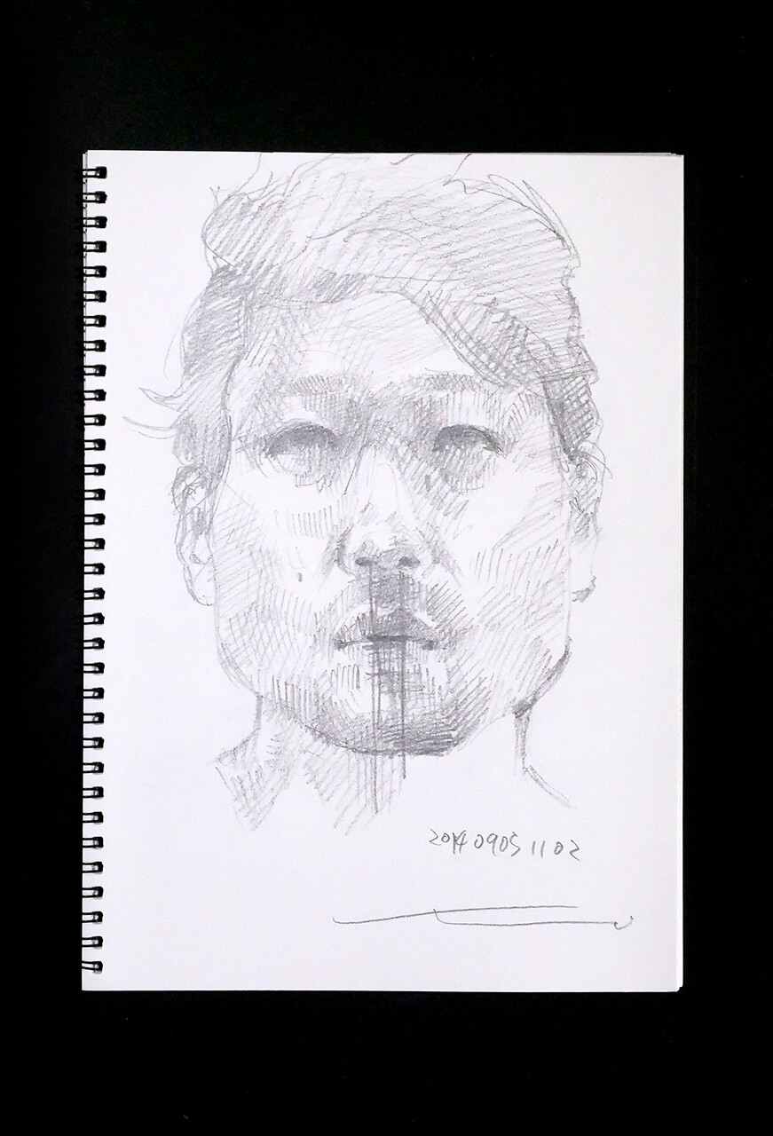 Contemporary artist SHINTAKU Tomoni's 2014/9/5 Self-portrait or pencil drawing