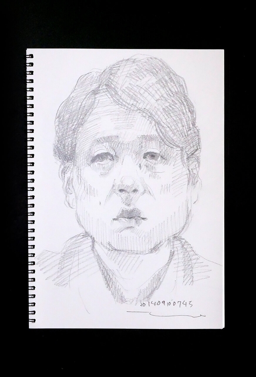Contemporary artist SHINTAKU Tomoni's 2014/9/10 Self-portrait or pencil drawing