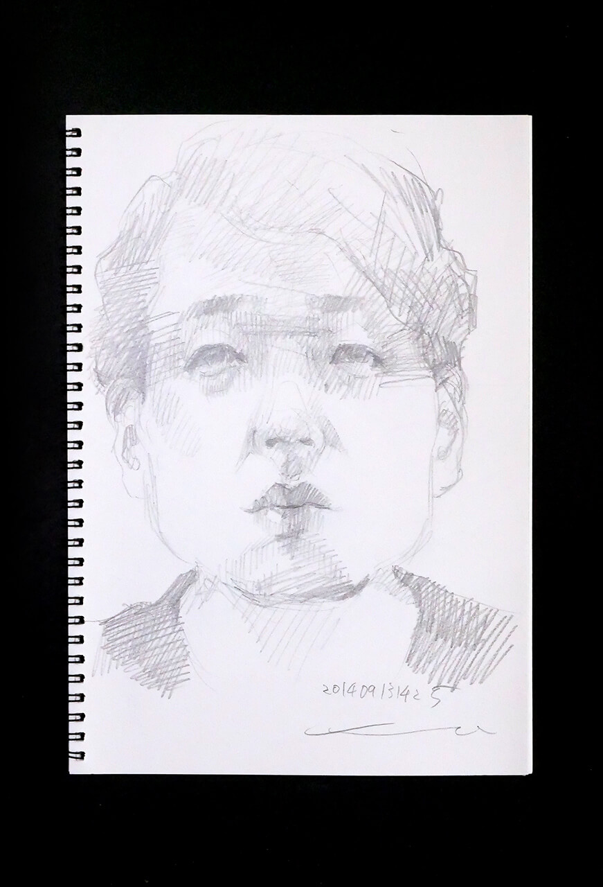 Contemporary artist SHINTAKU Tomoni's 2014/9/13 Self-portrait or pencil drawing