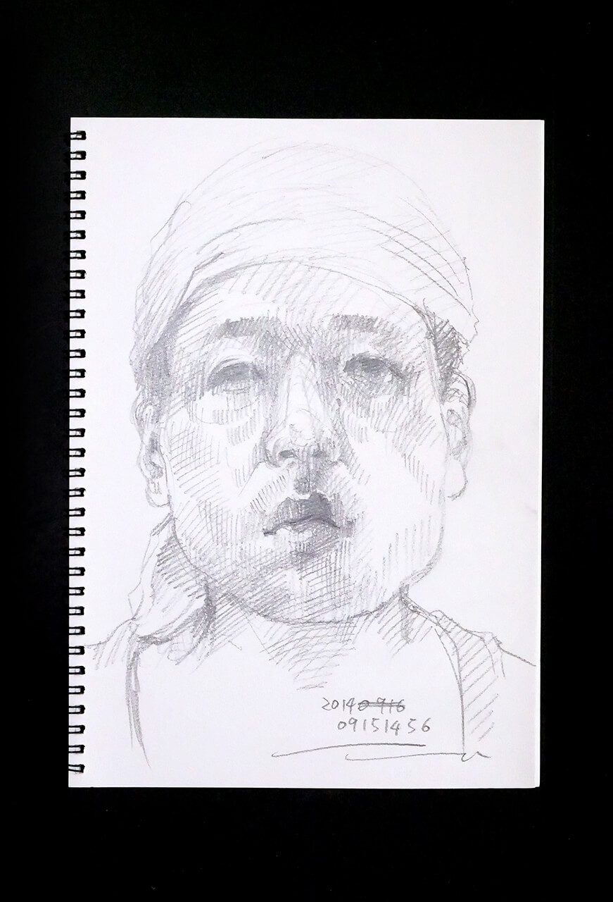 Contemporary artist SHINTAKU Tomoni's 2014/9/15 Self-portrait or pencil drawing
