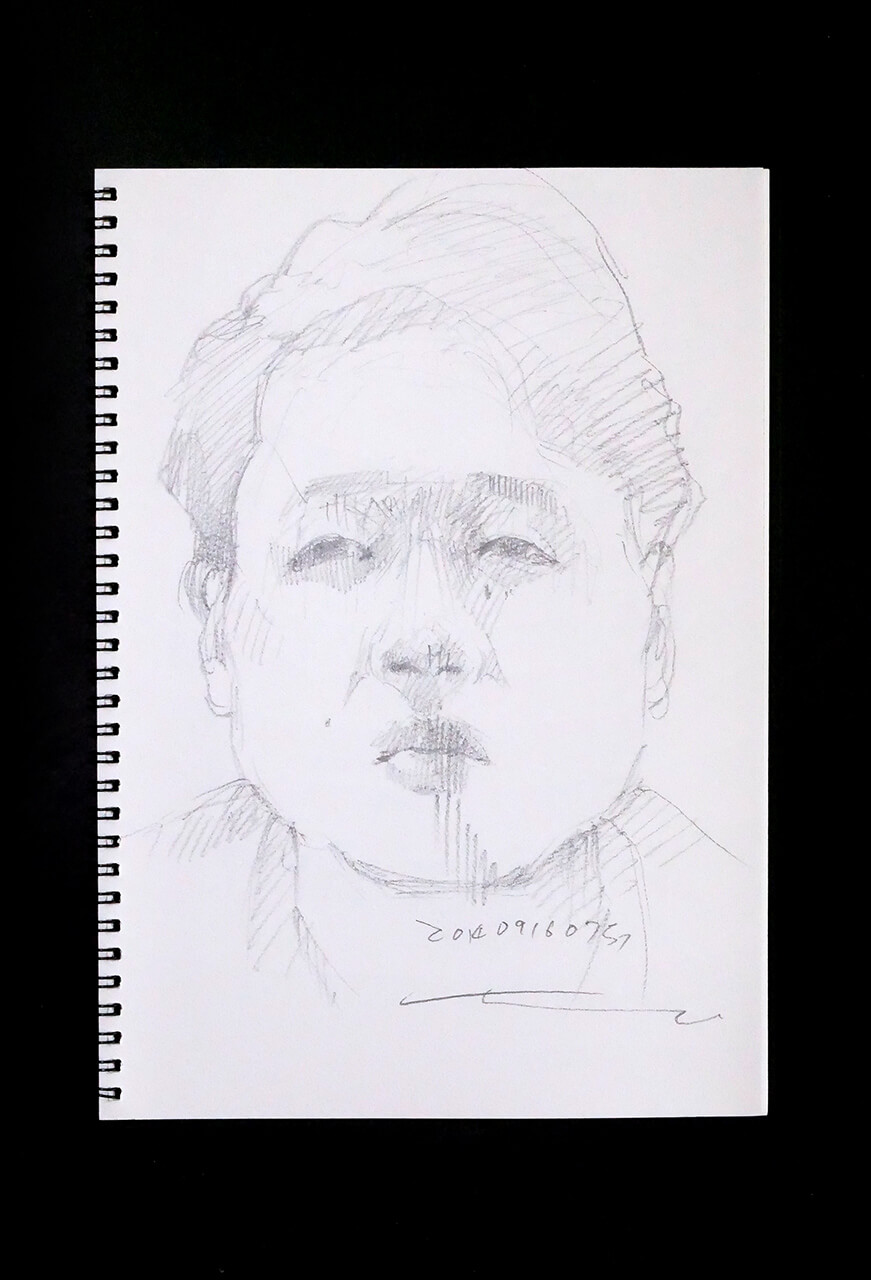 Contemporary artist SHINTAKU Tomoni's 2014/9/16 Self-portrait or pencil drawing