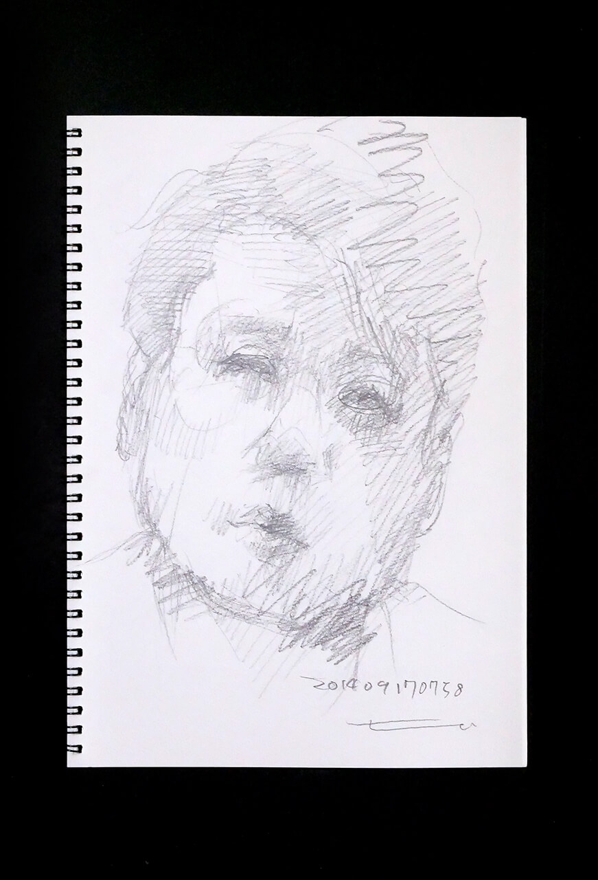 Contemporary artist SHINTAKU Tomoni's 2014/9/17 Self-portrait or pencil drawing