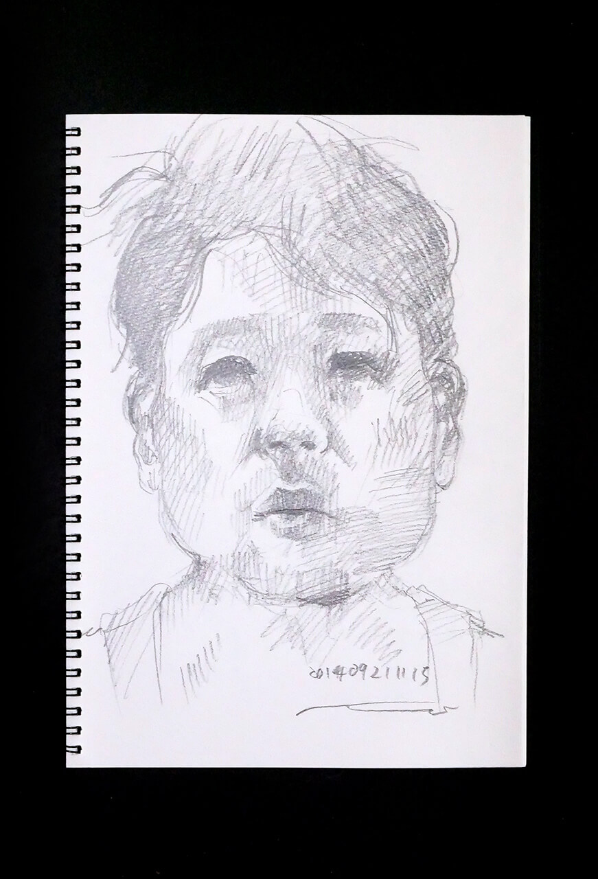 Contemporary artist SHINTAKU Tomoni's 2014/9/21 Self-portrait or pencil drawing