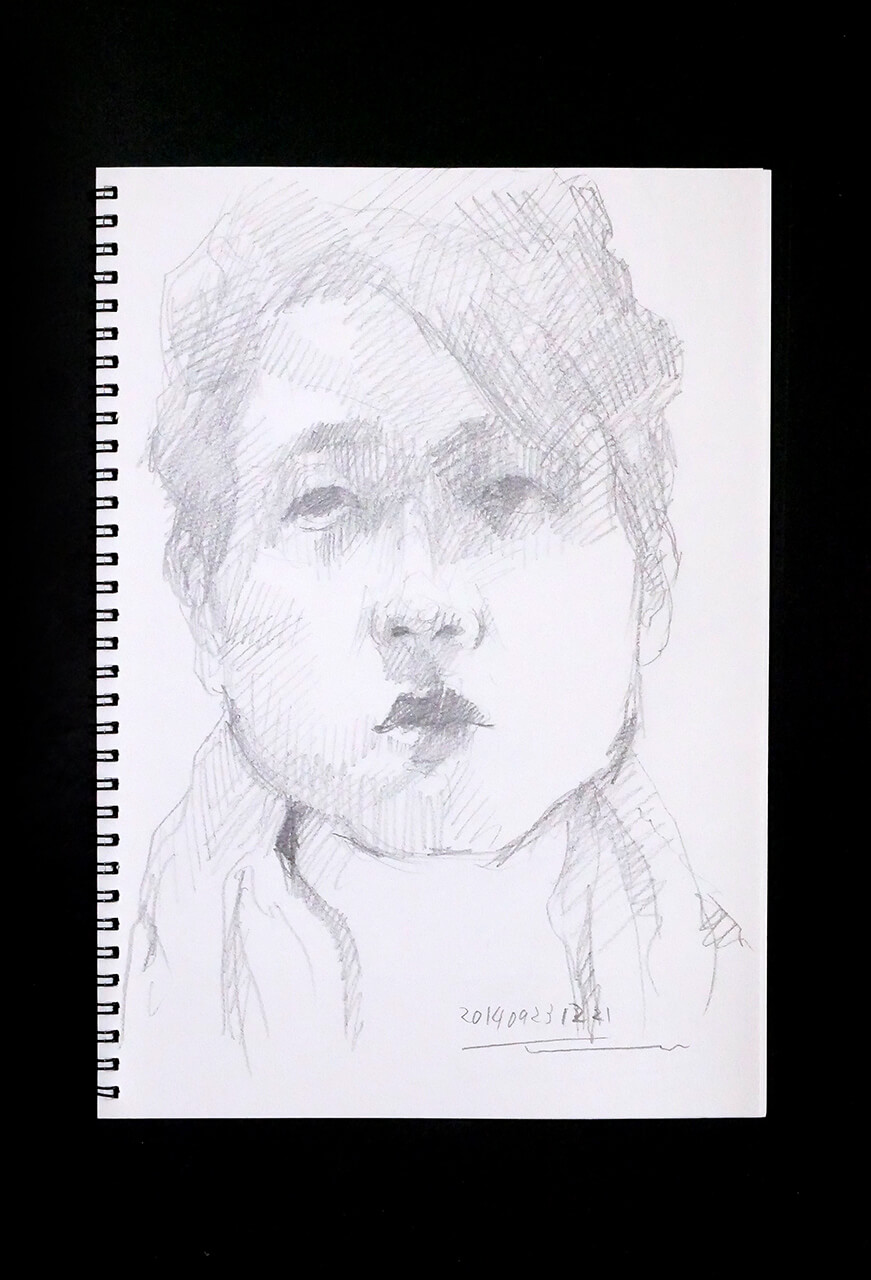 Contemporary artist SHINTAKU Tomoni's 2014/9/23 Self-portrait or pencil drawing