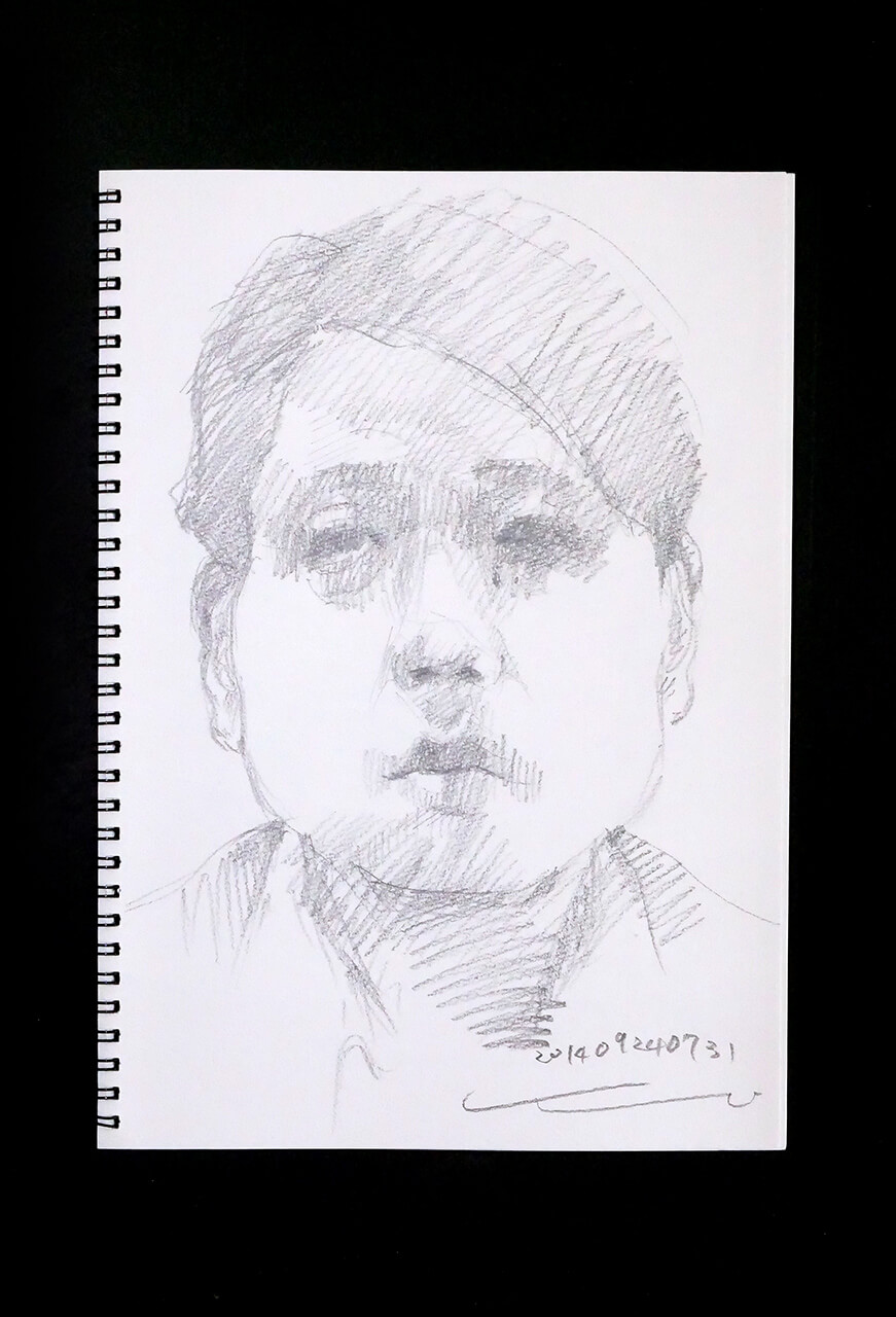 Contemporary artist SHINTAKU Tomoni's 2014/9/24 Self-portrait or pencil drawing