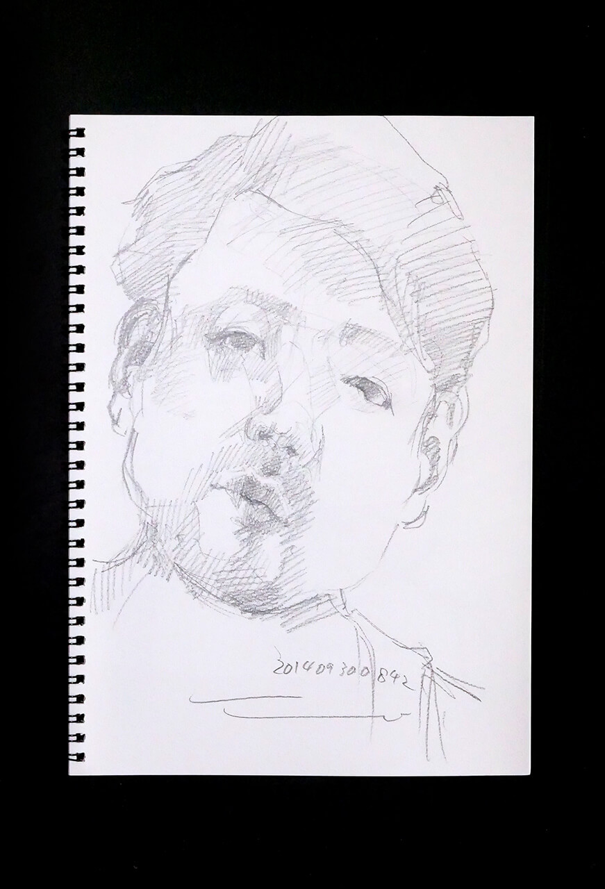 Contemporary artist SHINTAKU Tomoni's 2014/9/30 Self-portrait or pencil drawing