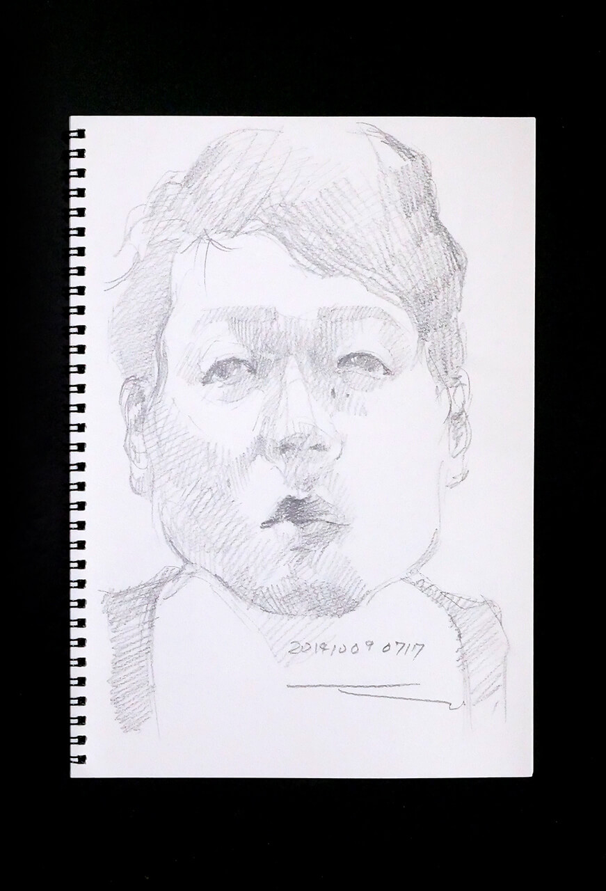 Contemporary artist SHINTAKU Tomoni's 2014/10/9 Self-portrait or pencil drawing