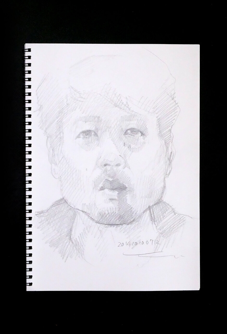 Contemporary artist SHINTAKU Tomoni's 2014/10/10 Self-portrait or pencil drawing