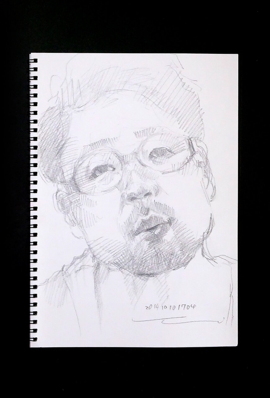 Contemporary artist SHINTAKU Tomoni's 2014/10/11 Self-portrait or pencil drawing