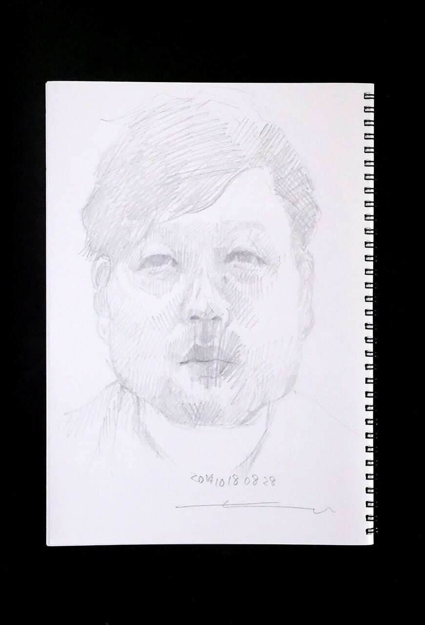 Contemporary artist SHINTAKU Tomoni's 2014/10/18 Self-portrait or pencil drawing