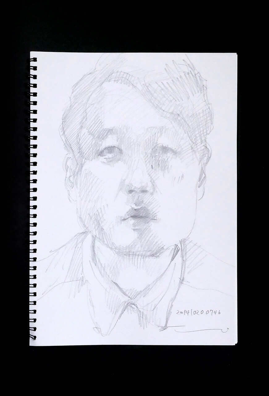 Contemporary artist SHINTAKU Tomoni's 2014/10/20 Self-portrait or pencil drawing