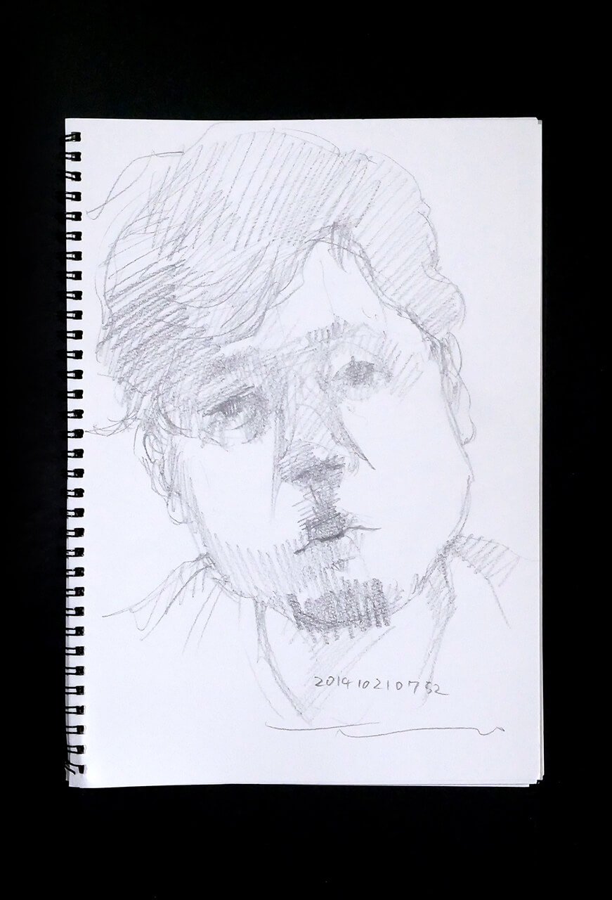 Contemporary artist SHINTAKU Tomoni's 2014/10/21 Self-portrait or pencil drawing