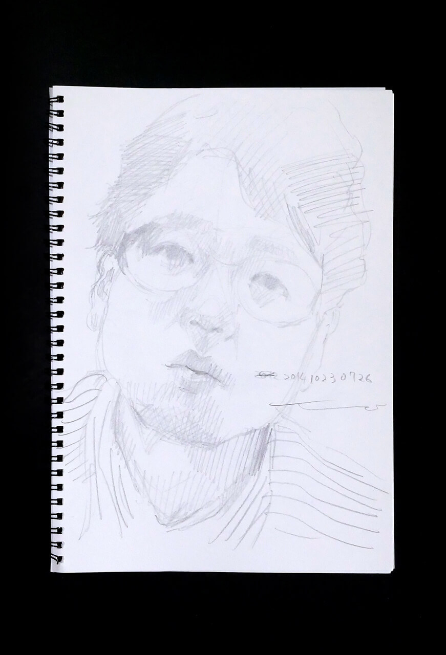 Contemporary artist SHINTAKU Tomoni's 2014/10/23 Self-portrait or pencil drawing