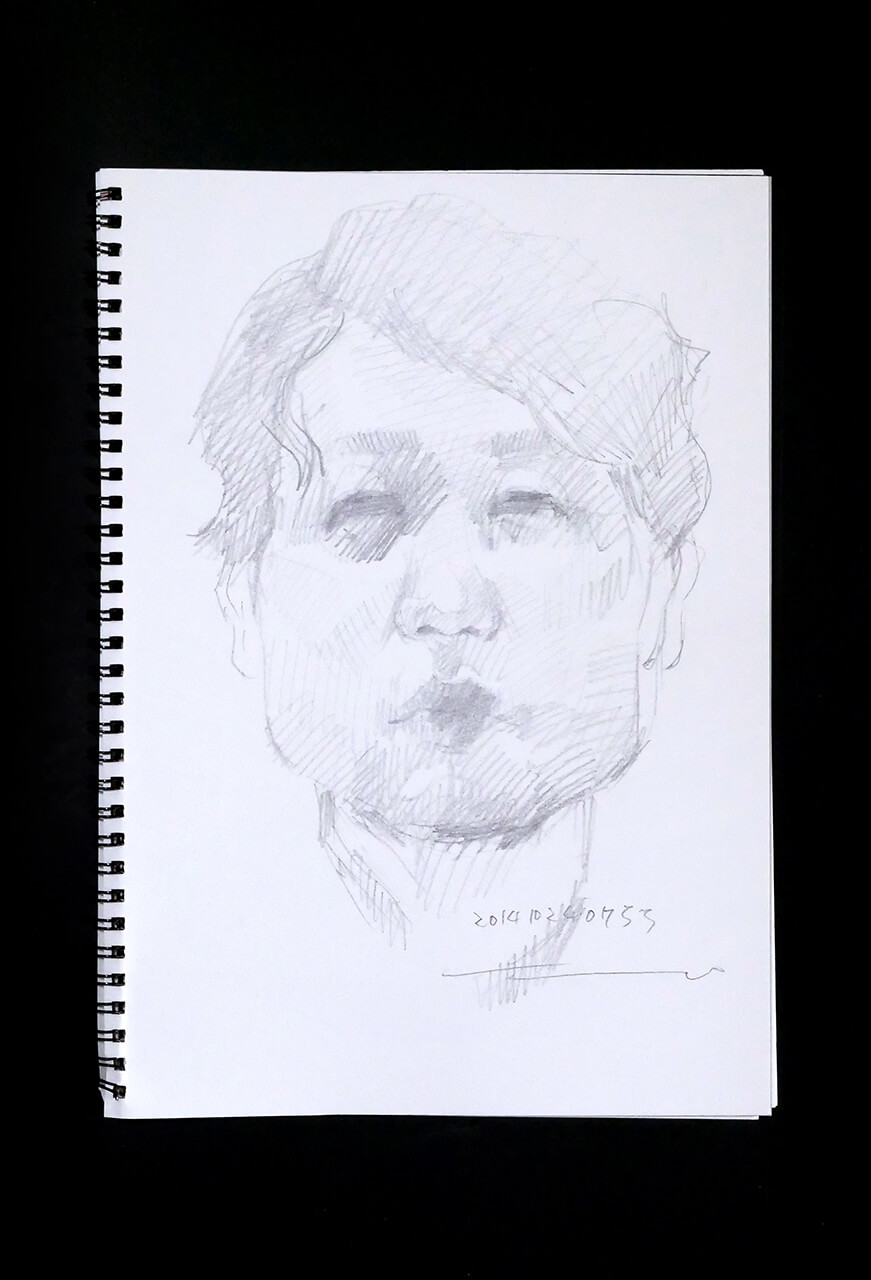 Contemporary artist SHINTAKU Tomoni's 2014/10/24 Self-portrait or pencil drawing