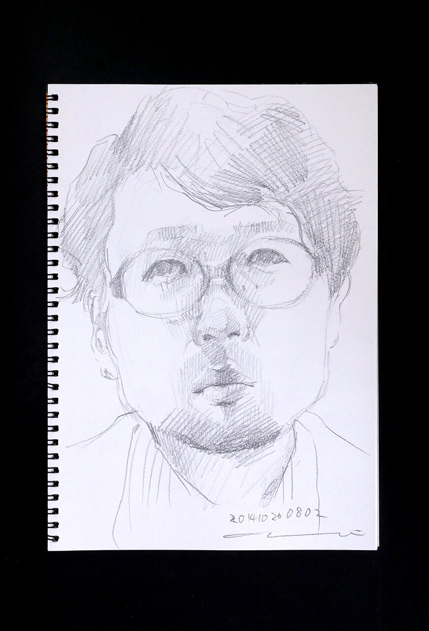 Contemporary artist SHINTAKU Tomoni's 2014/10/26 Self-portrait or pencil drawing