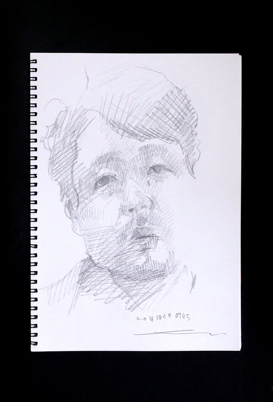 Contemporary artist SHINTAKU Tomoni's 2014/10/29 Self-portrait or pencil drawing