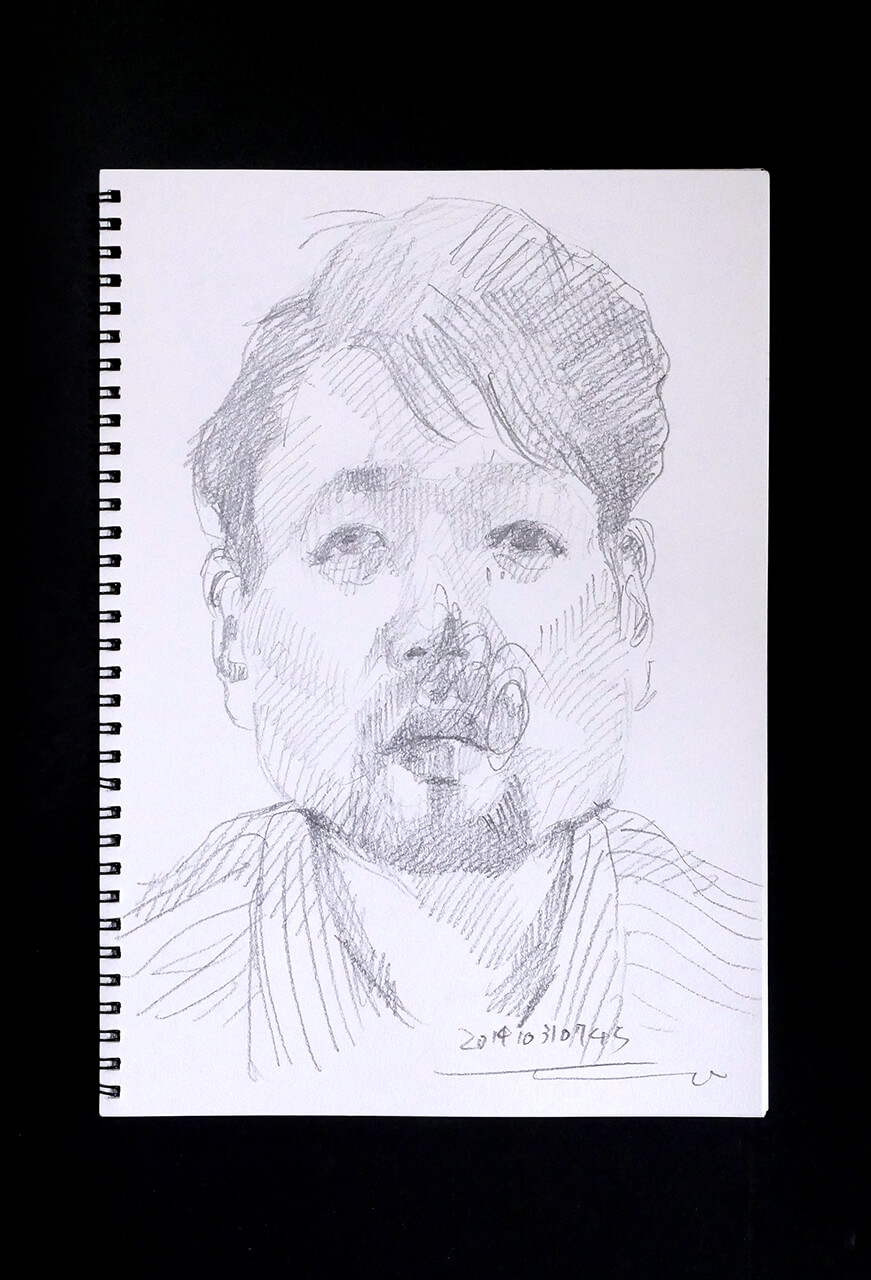 Contemporary artist SHINTAKU Tomoni's 2014/10/31 Self-portrait or pencil drawing