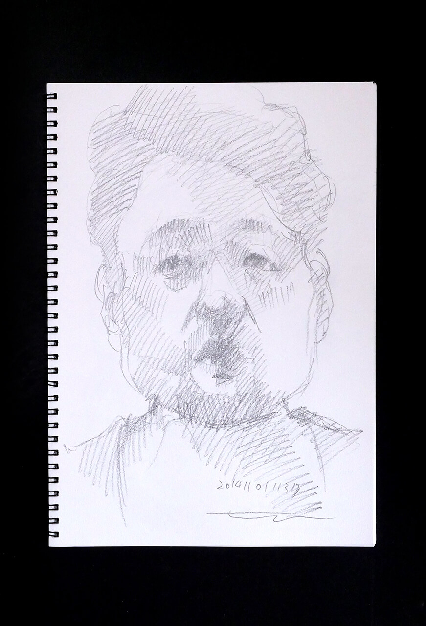 Contemporary artist SHINTAKU Tomoni's 2014/11/1 Self-portrait or pencil drawing