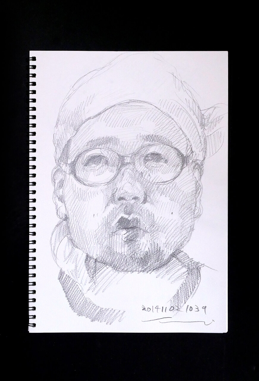 Contemporary artist SHINTAKU Tomoni's 2014/11/2 Self-portrait or pencil drawing