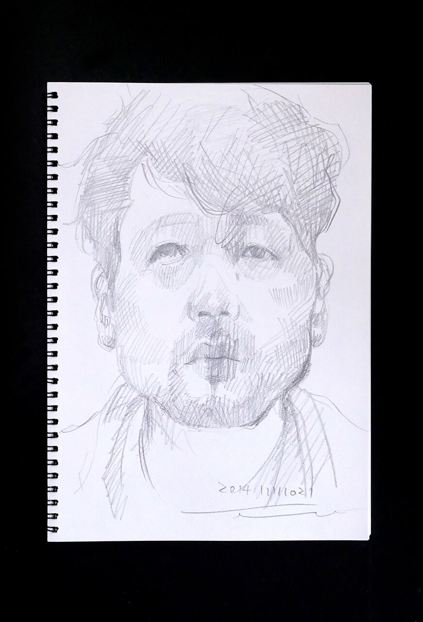 Contemporary artist SHINTAKU Tomoni's 2014/11/11 Self-portrait or pencil drawing