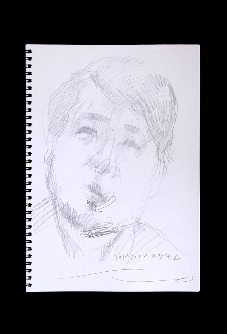 Contemporary artist SHINTAKU Tomoni's 2014/11/12 Self-portrait or pencil drawing