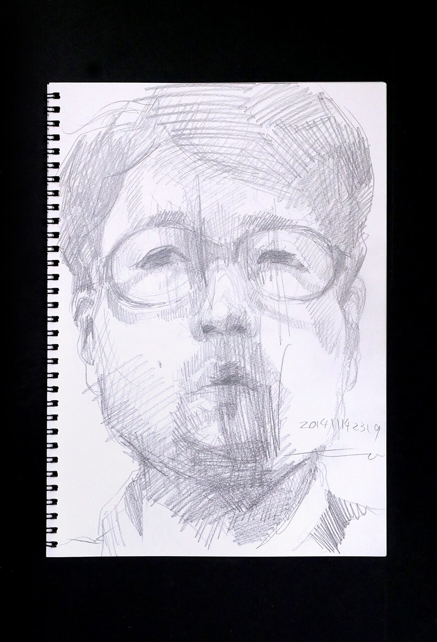 Contemporary artist SHINTAKU Tomoni's 2014/11/14 Self-portrait or pencil drawing
